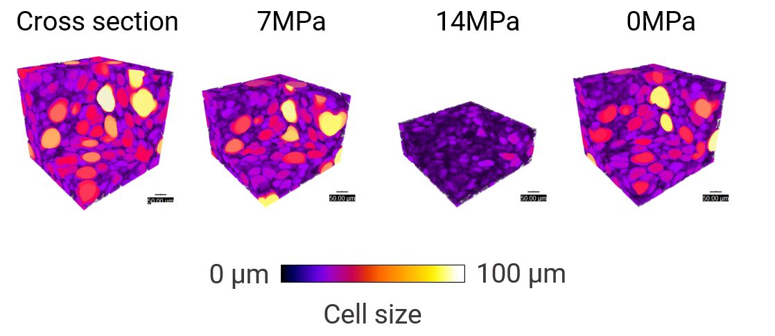 Insole foam pore size analysis - under different compressive stress