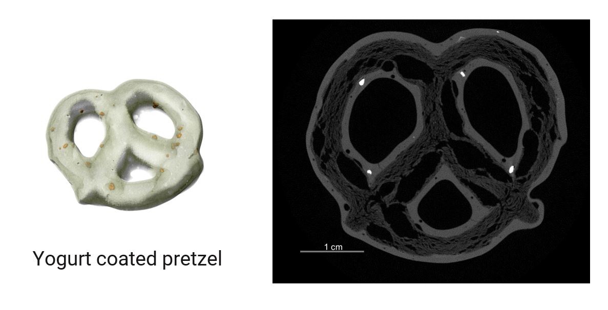 yogurt-covered pretzel X-ray CT scan