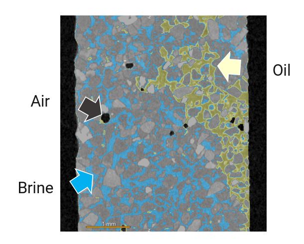 oil brine air sand grain segmentation by X-ray CT