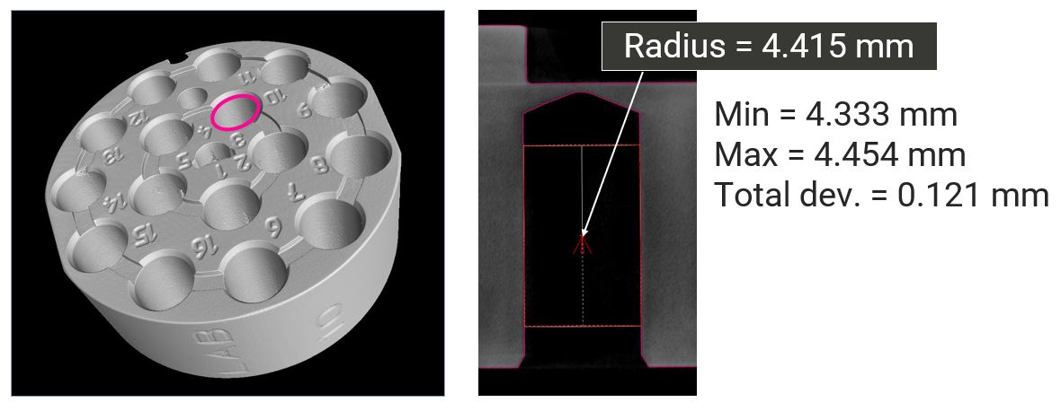 Dimensional measurements of aluminum part