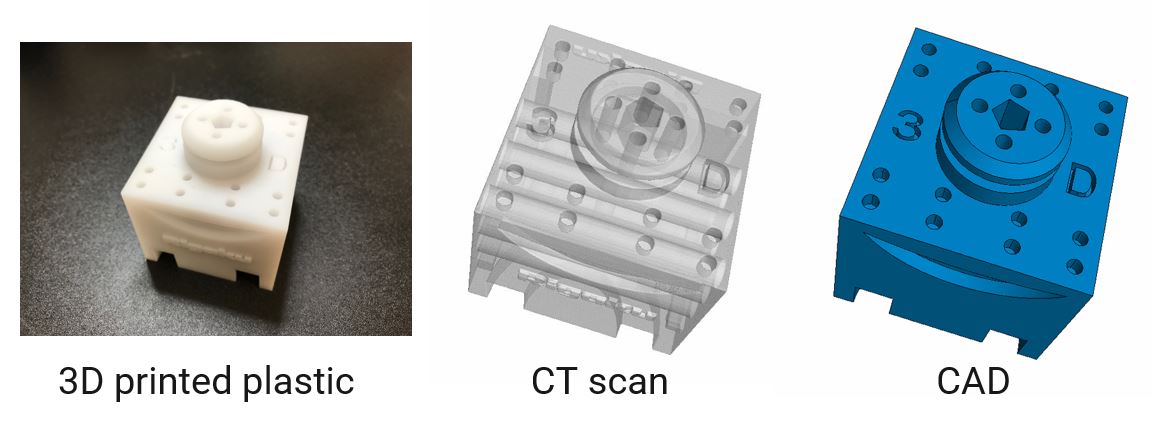 3D printed plastic - X-ray CT scan - CAD drawing