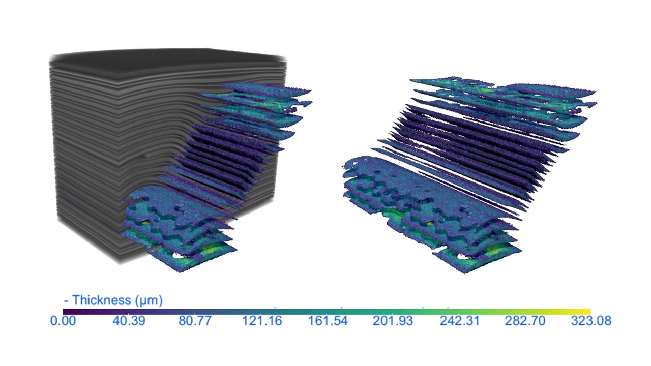 Swelled Li-ion batterie and delamination thickness analysis