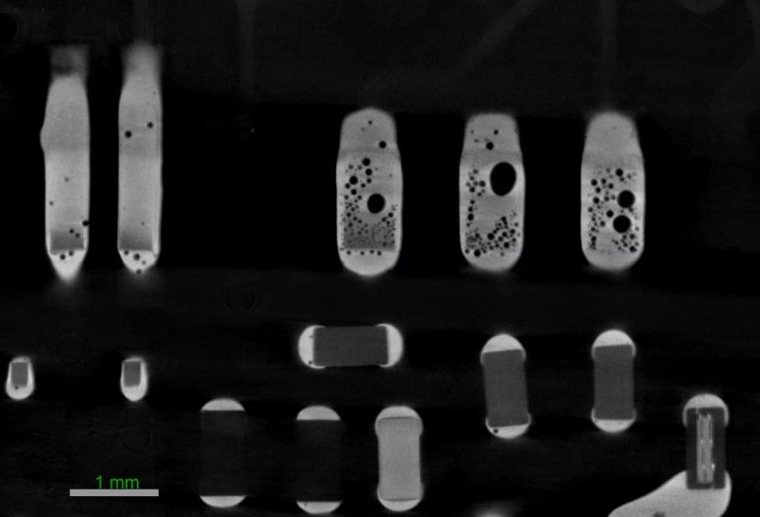 CT cross-section view of PCB solder void PCB