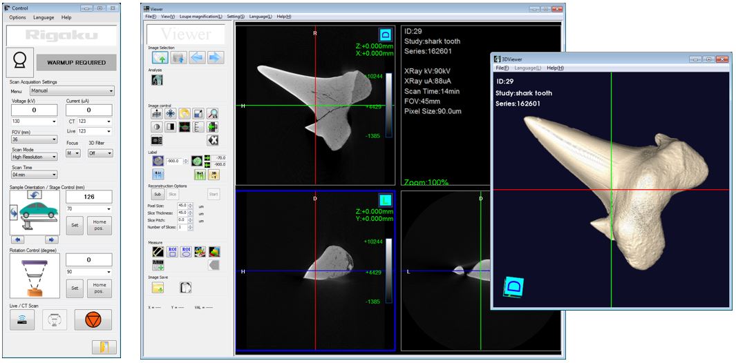 Rigaku CT Lab simple, easy-to-use, all-in-one software